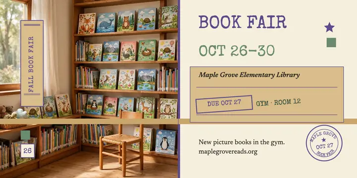 Maple Grove fall book fair checkout post template