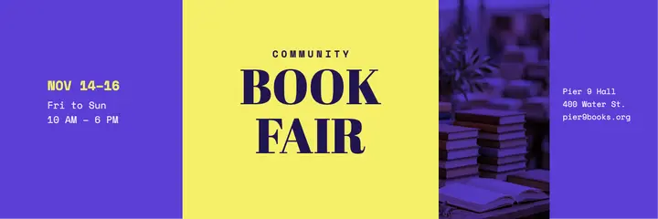 Violet duotone book fair X header template