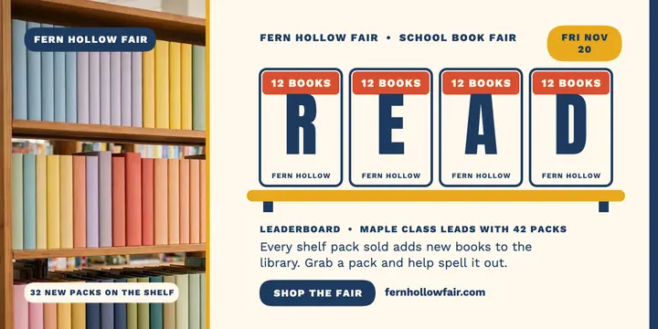 Fern Hollow book fair shelf word post template