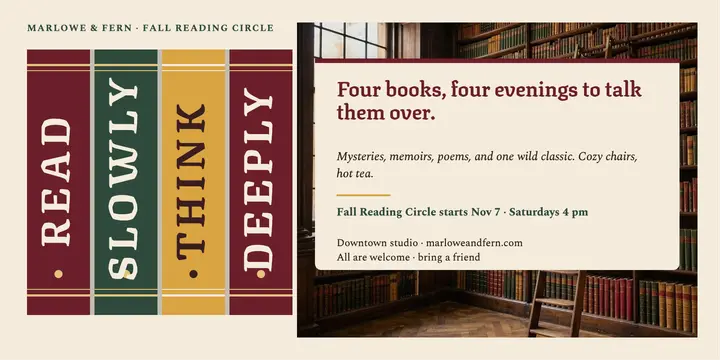 Marlowe and Fern fall reading circle spine post template