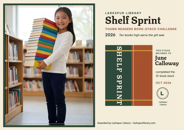 Shelf Sprint book stack reading certificate: reading certificate template