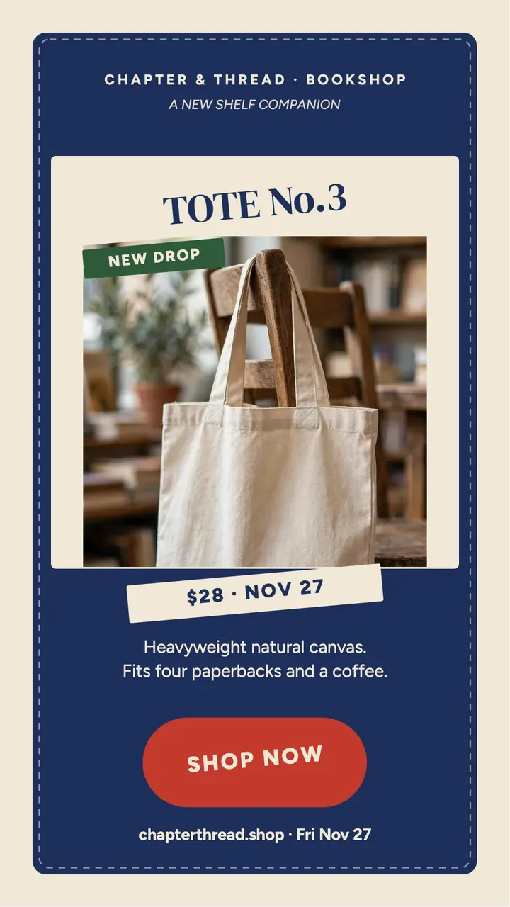 Chapter and Thread tote drop story template
