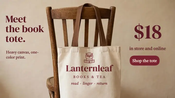 Lanternleaf Books canvas tote thumbnail template