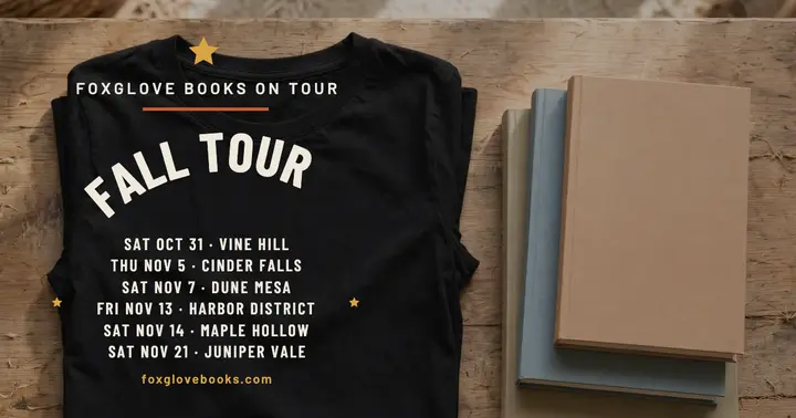 Foxglove book truck fall tour tee post template