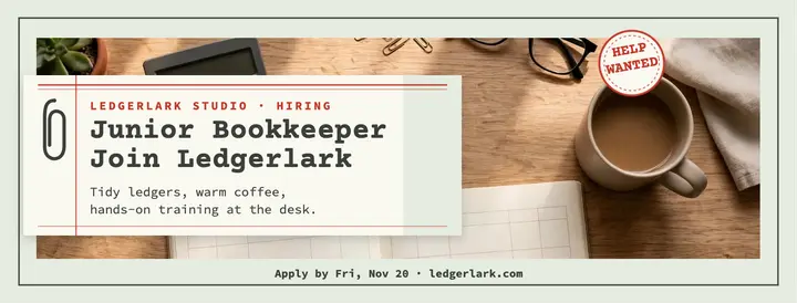 Ledgerlark junior bookkeeper hiring cover: bookkeeper hiring cover template