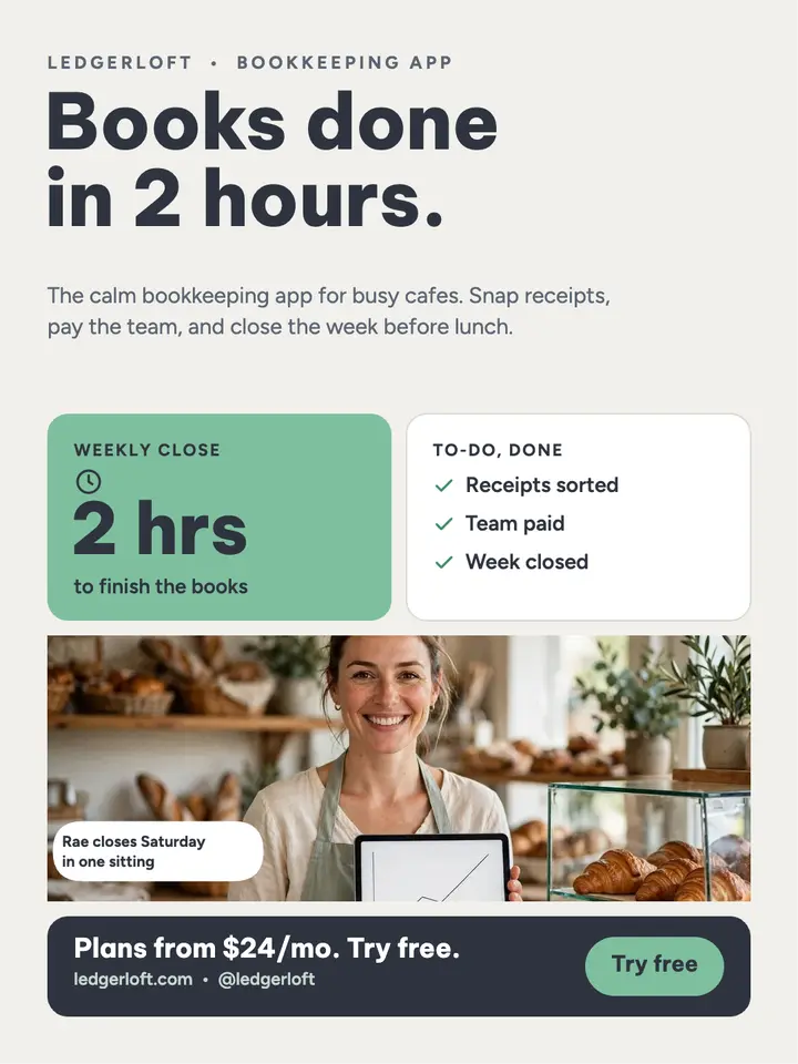 Ledgerloft bookkeeping bento promo template