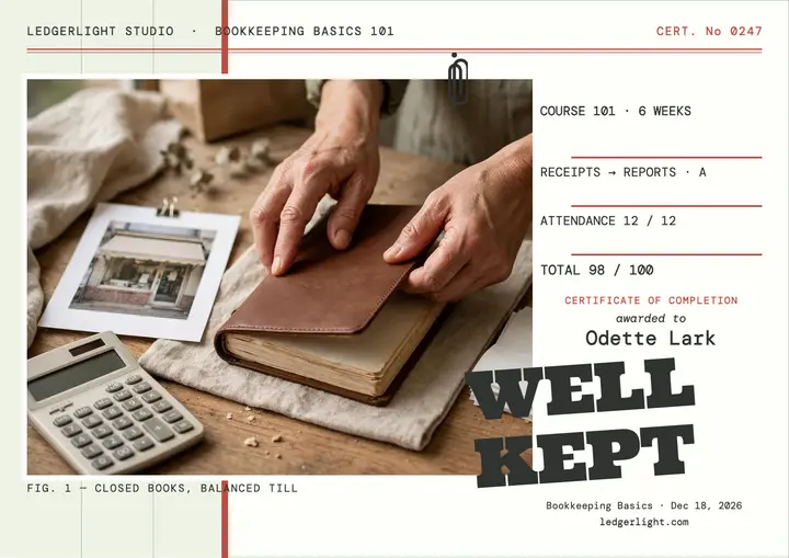 Bookkeeping basics ledger certificate template