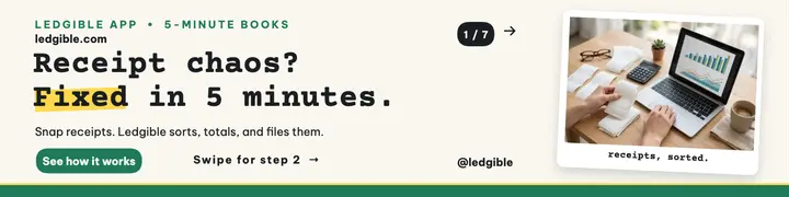 Ledgible receipt chaos LinkedIn banner template