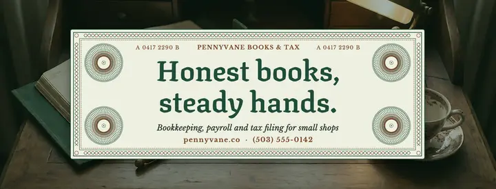 Pennyvane bookkeeping and tax Facebook cover, banknote guilloche template
