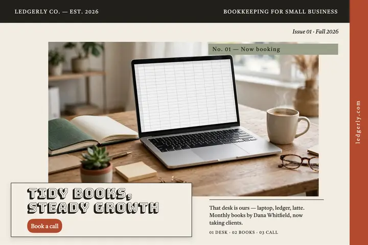 Ledgerly bookkeeping launch postcard template