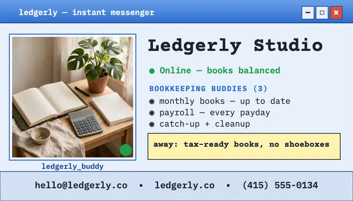Ledgerly Studio messenger business card template