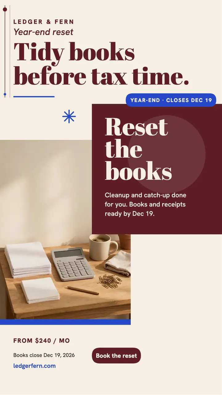 Ledger and Fern year-end reset story template