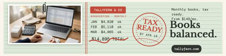 Tallyfern ledger bookkeeping banner template
