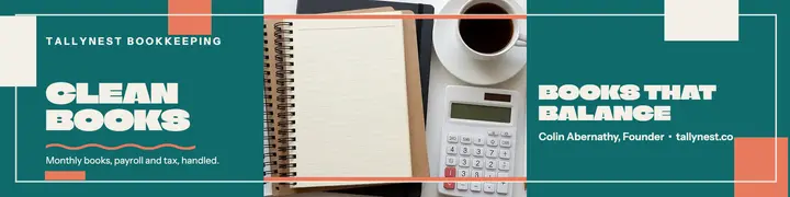 Tallynest clean books banner template