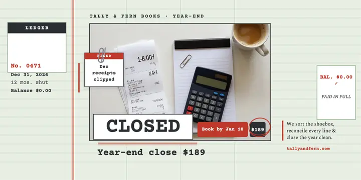 Tally and Fern year-end close ledger post template