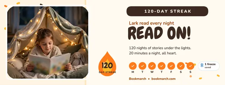 Bookmarch 120 day reading streak cover template