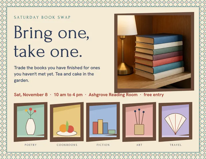 Ashgrove book swap day flyer template