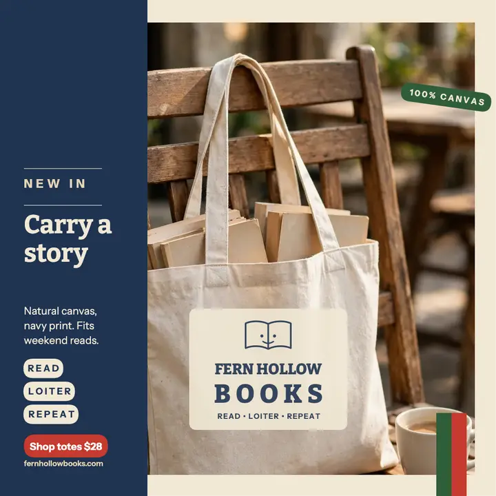 Fern Hollow Books canvas tote post template