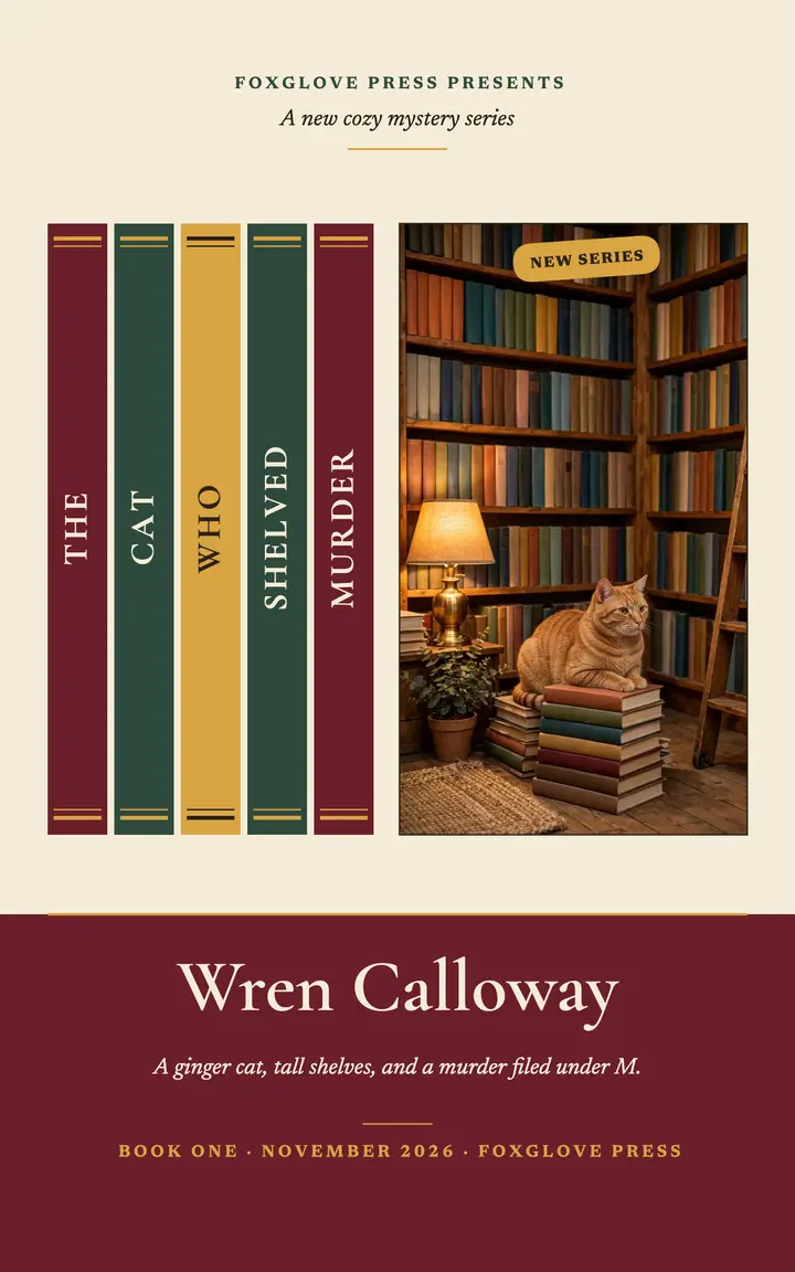 Bookshop cat mystery launch cover template