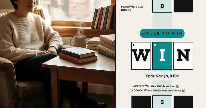 Pagewhistle Books giveaway crossword post template