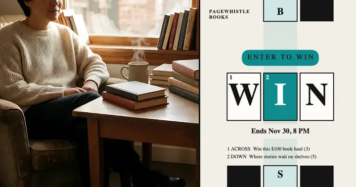Pagewhistle Books giveaway crossword post template