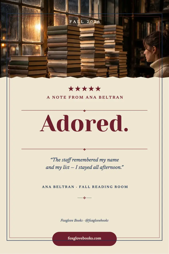 Foxglove Books adored review poster template
