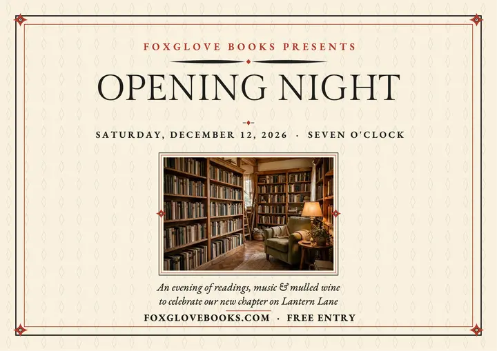 Foxglove Books opening night certificate template