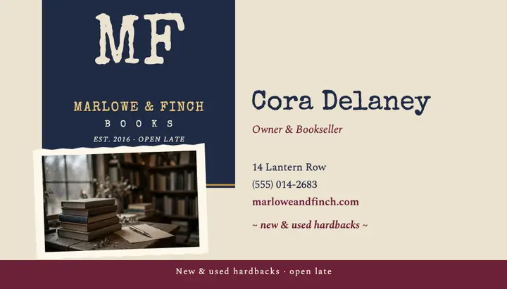 Marlowe and Finch poetcore business card template