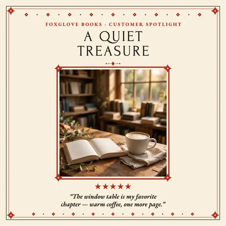 Foxglove Books customer review ornament post template