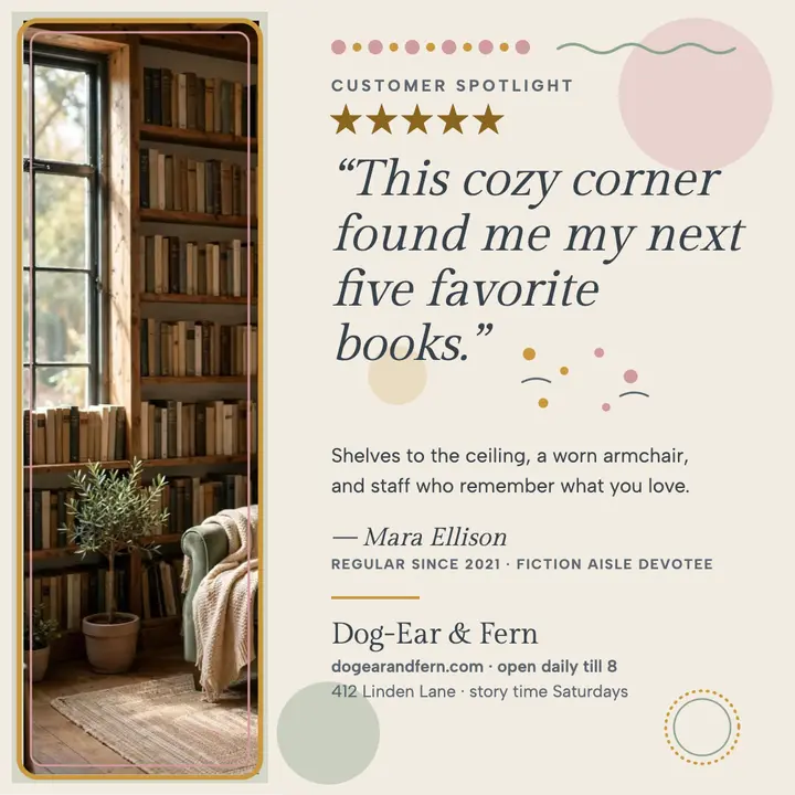 Dog-Ear and Fern customer review card template