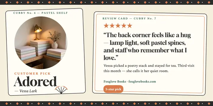 Foxglove Books customer review post template