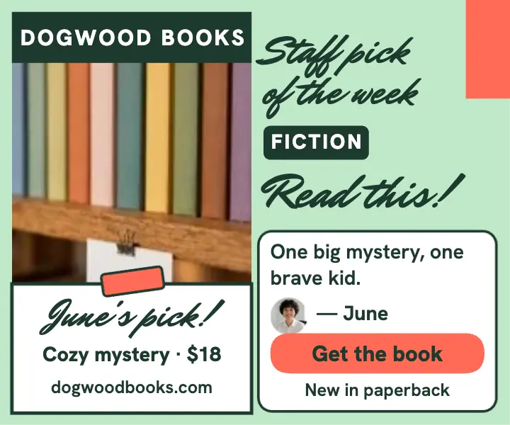 Dogwood Books staff pick ad: bookshop staff pick ad template