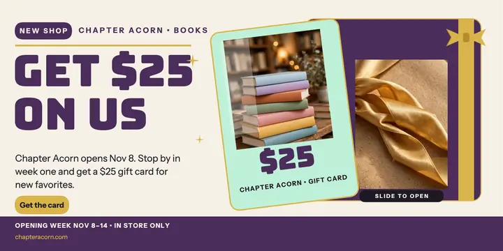 Chapter Acorn opening gift card post template