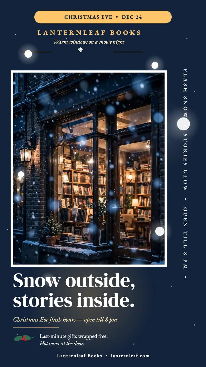 Lanternleaf Books snowy Christmas Eve story template