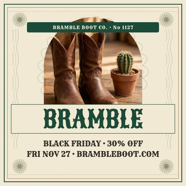 Bramble Boot Co Black Friday podcast cover: boot shop podcast cover template