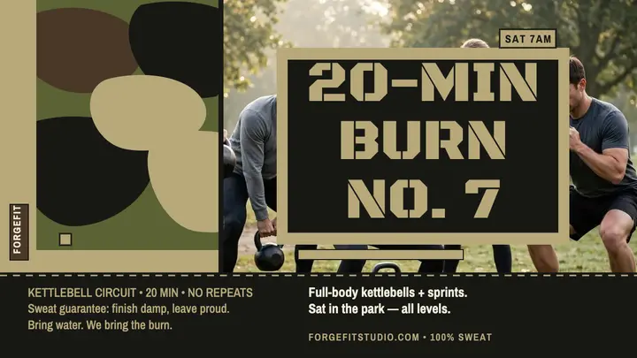 Forgefit 20-min burn camo thumbnail template