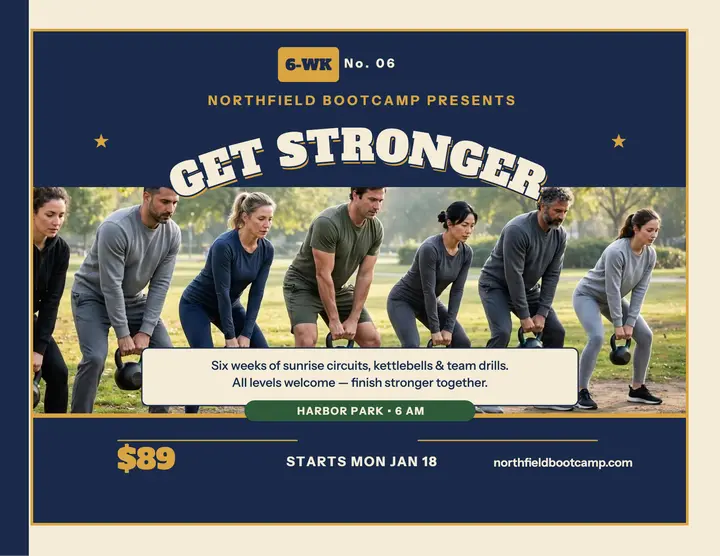 Northfield Bootcamp 6-week challenge varsity flyer template