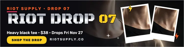 Riot Supply tee drop billboard template