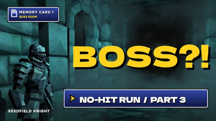 Boss rush gaming thumbnail, low-poly PS1 template