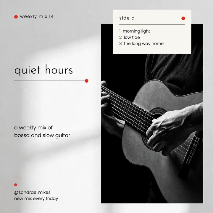 Quiet hours weekly guitar mix cover, bossa nova sleeve template