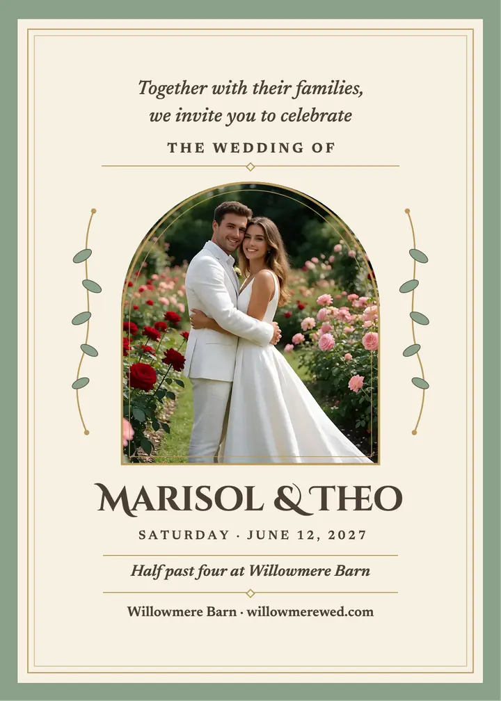 Marisol and Theo botanical arch invitation template