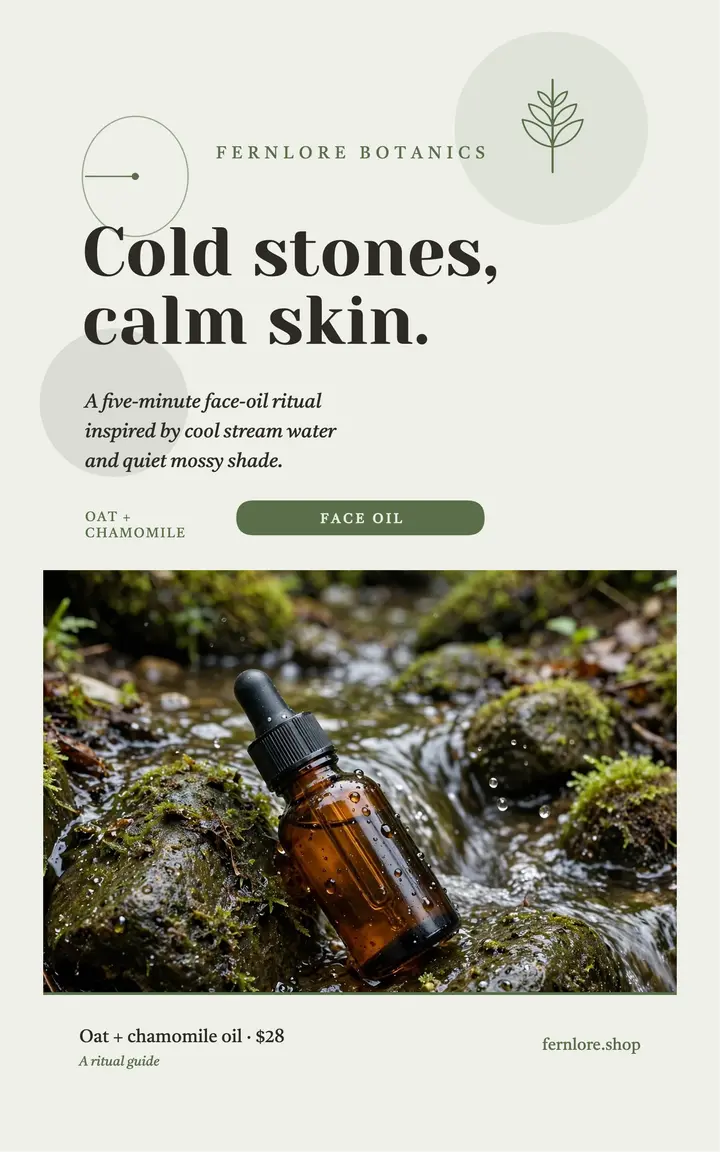 Fernlore face oil stream ritual cover template