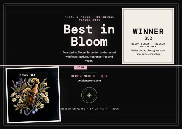 Petal and Press bloom serum scan award template