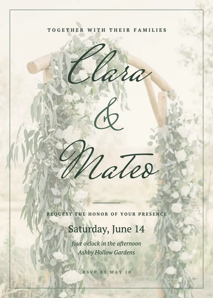 Eucalyptus wedding invitation template