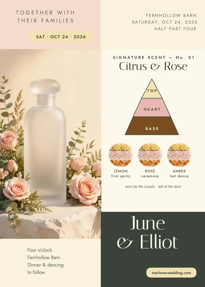 June and Elliot botanical scent invitation template