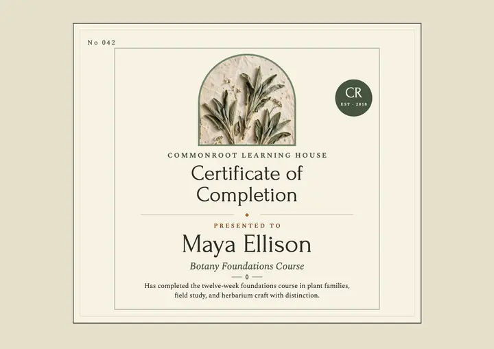 Commonroot botany foundations certificate: botany certificate template