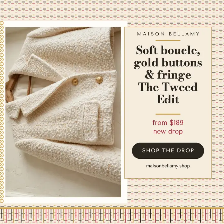 Maison Bellamy tweed edit drop post template