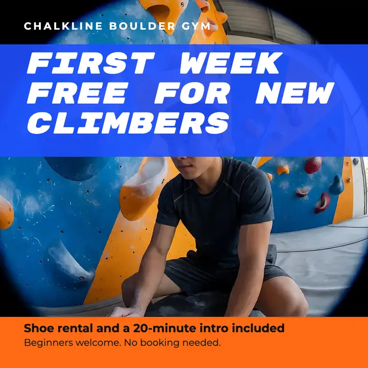 Bouldering gym promo post, fisheye template