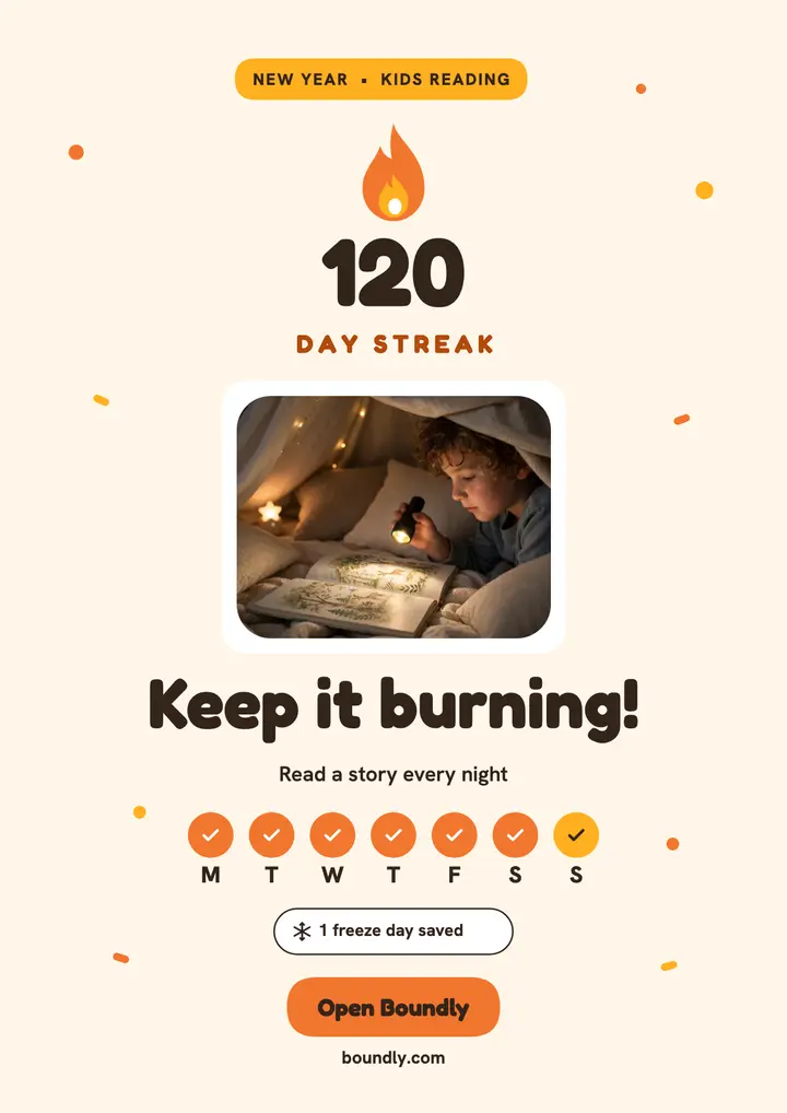 Boundly 120-day reading streak flyer template