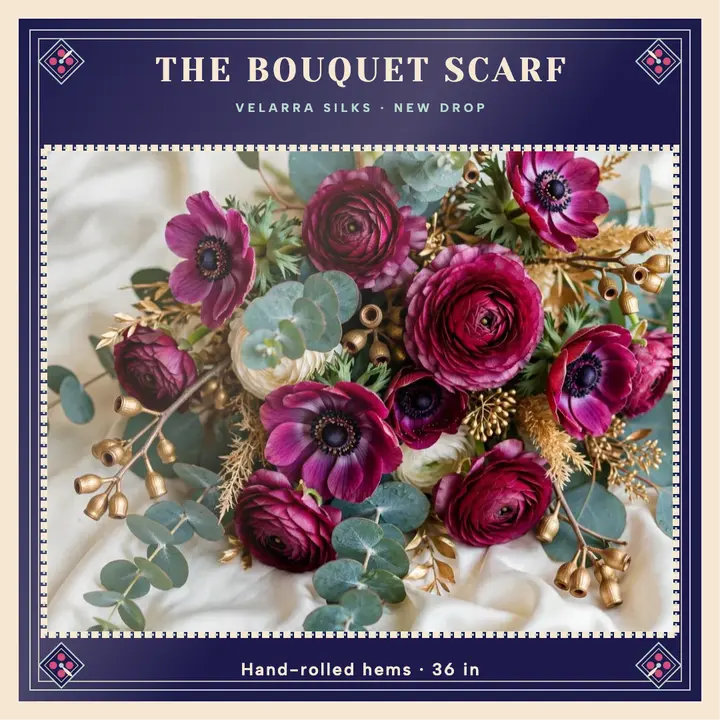 Velarra Silks bouquet scarf launch post template